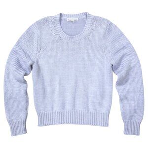 White + Warren Cotton Rope Knit Crewneck Sweater Sky Blue M